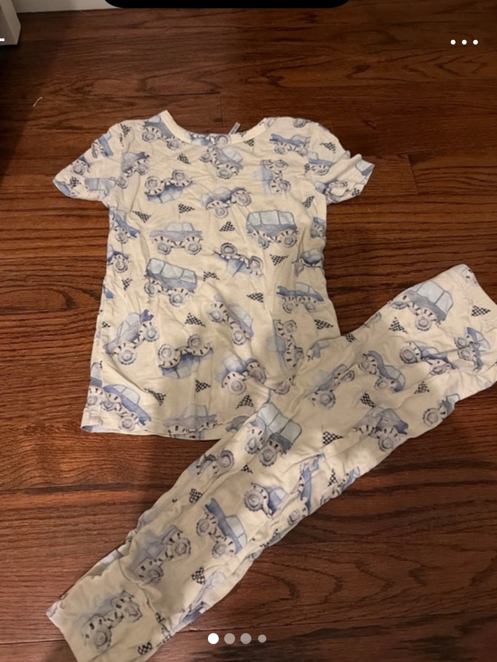 Posh Peanut Light Blue Car & Truck Print Pajama Set